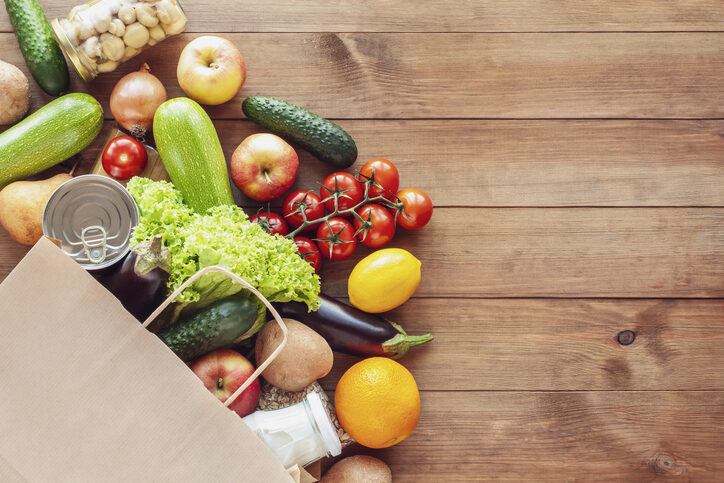 grocery bag with fresh produce