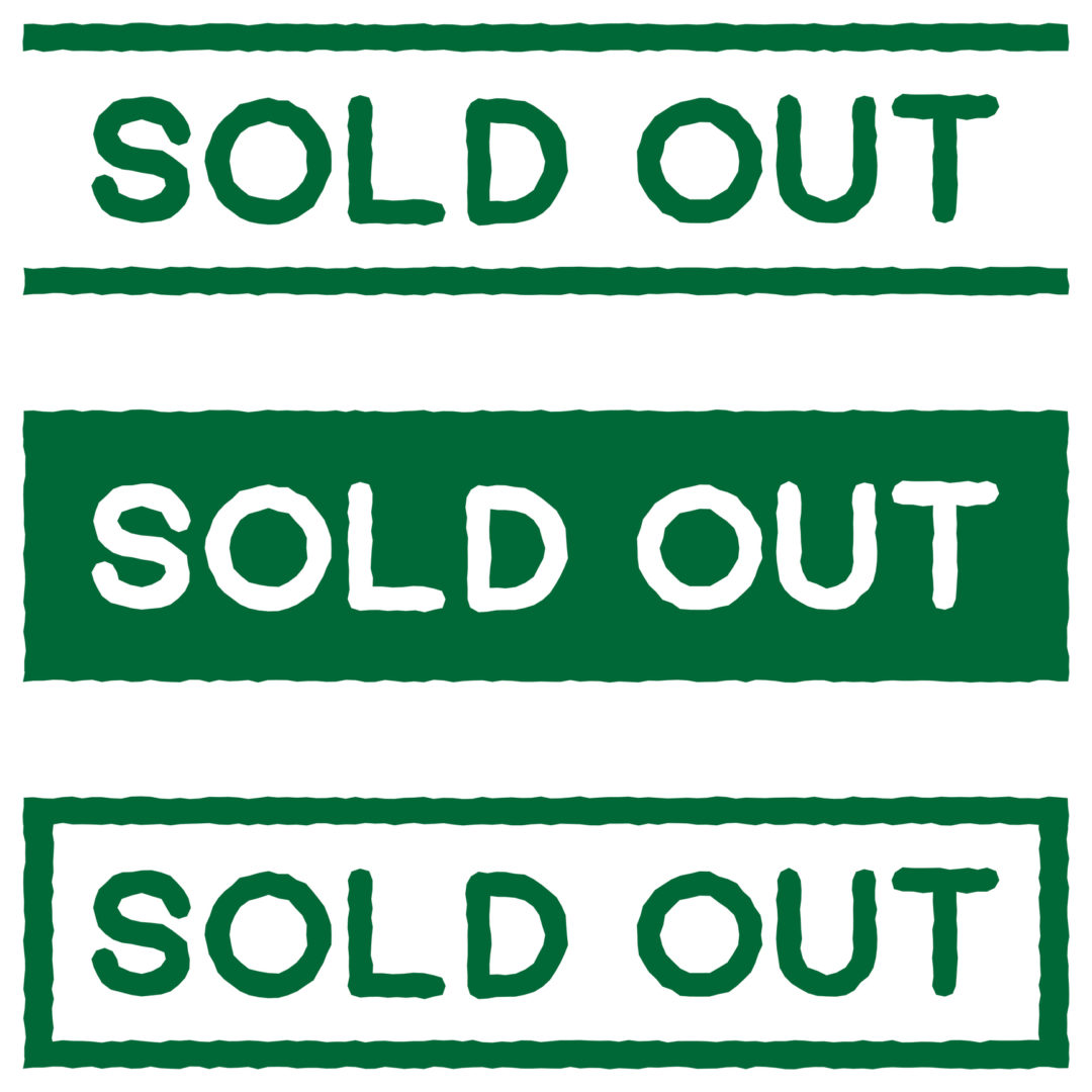 SOLD OUT label set in green