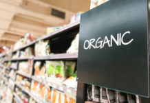 Organic foods at grocery store