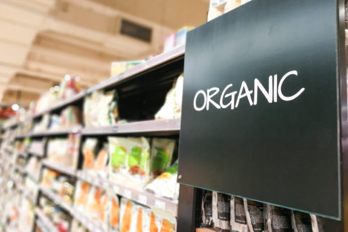 Organic foods at grocery store