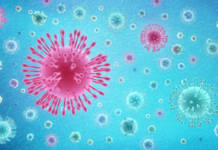 Conceptual illustration of the coronavirus as if it were observed from a microscope. Recently it was discovered in china and its outbreak is feared by the authorities.