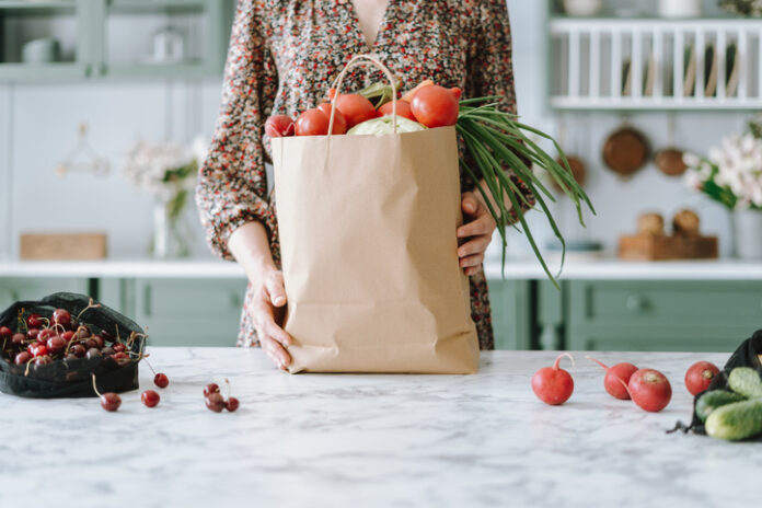grocery bag on table